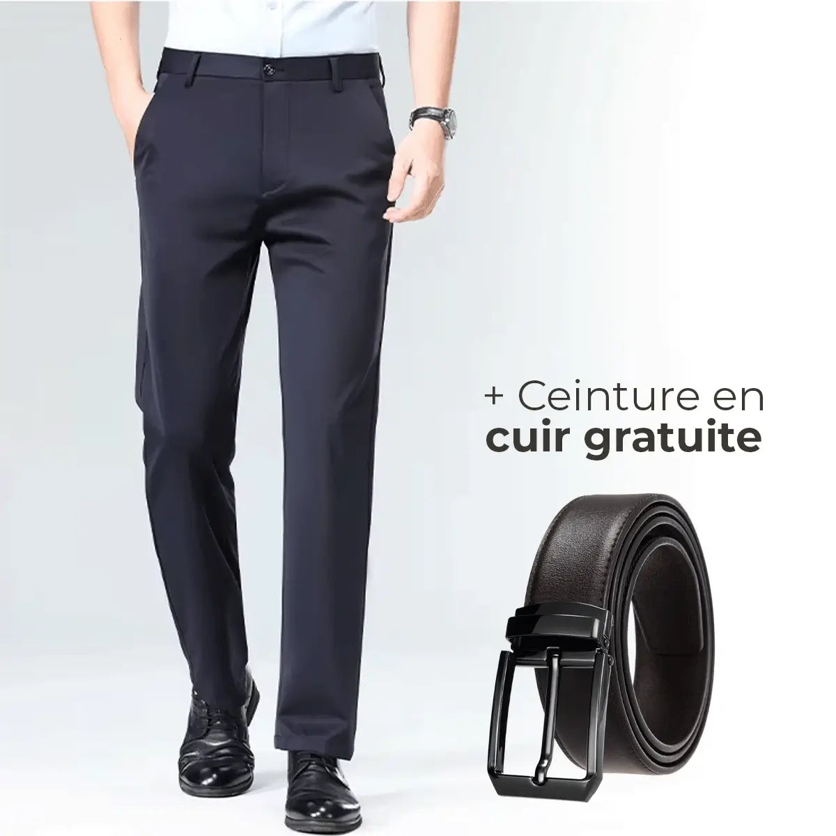 Luffy® Flexible Social Pants with Complimentary Leather Belt