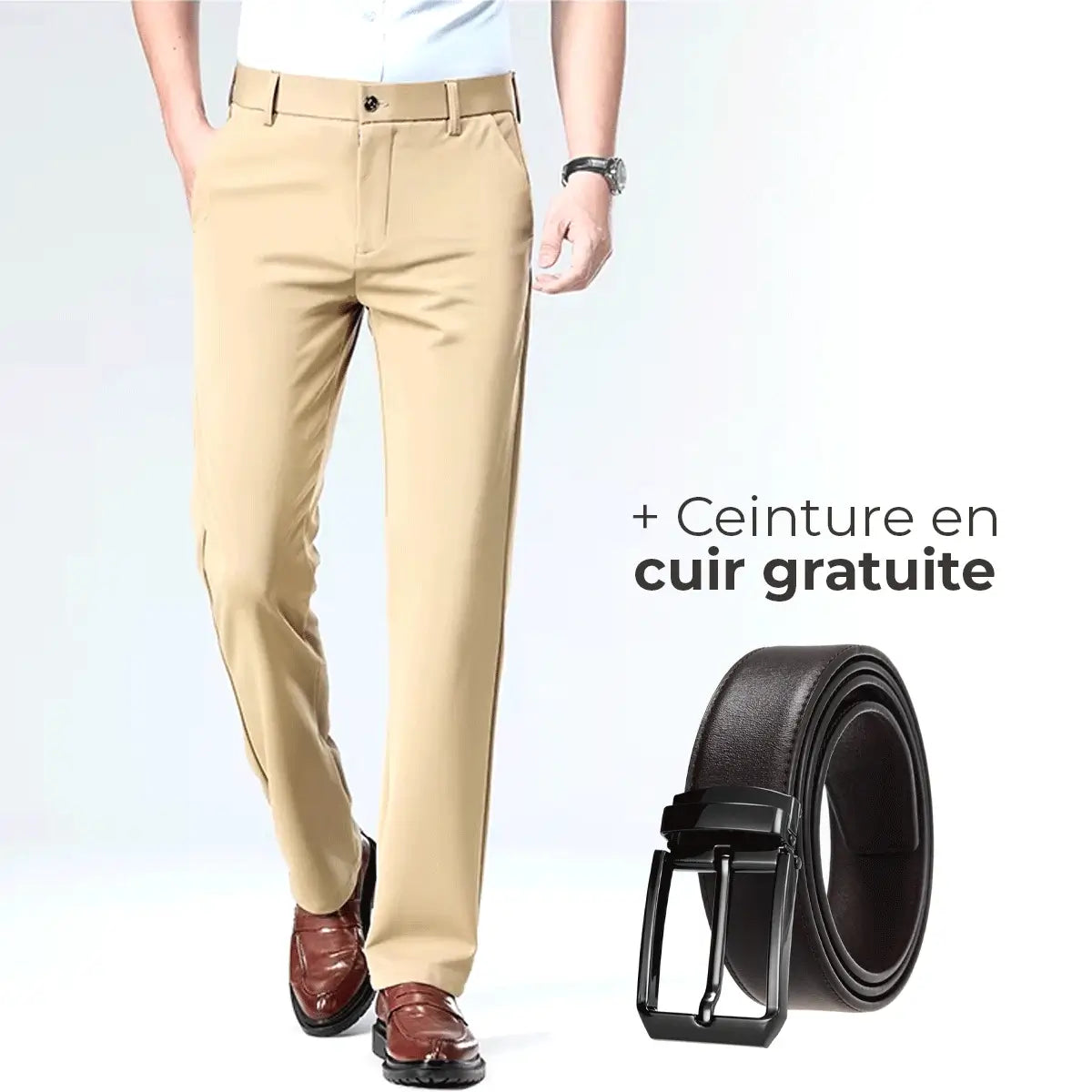 Luffy® Flexible Social Pants with Complimentary Leather Belt