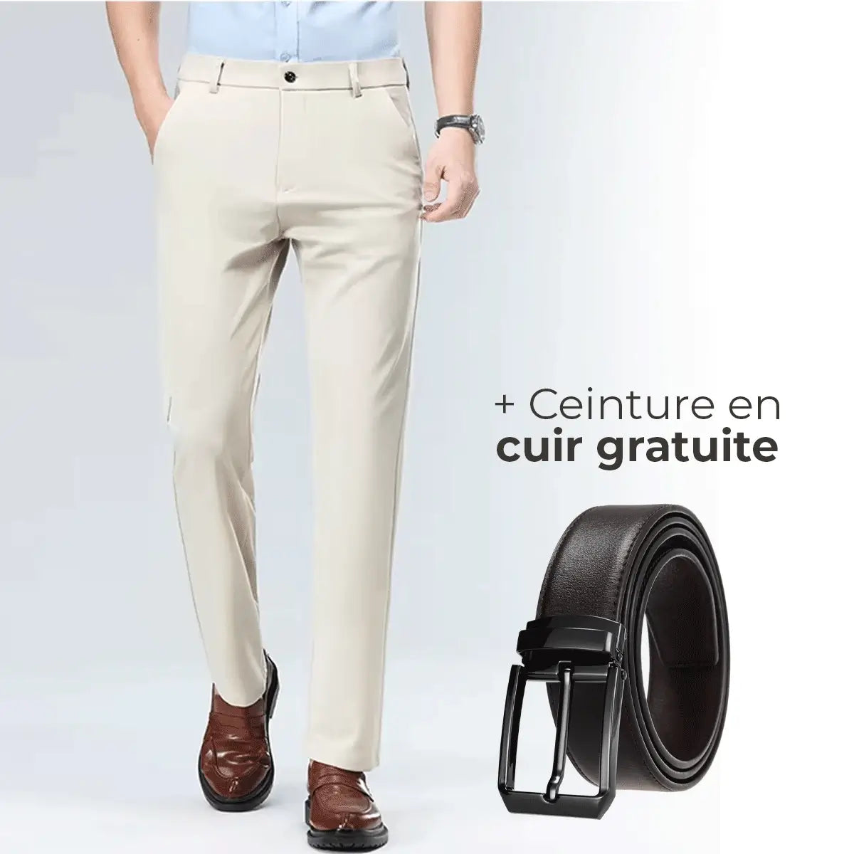 Luffy® Flexible Social Pants with Complimentary Leather Belt