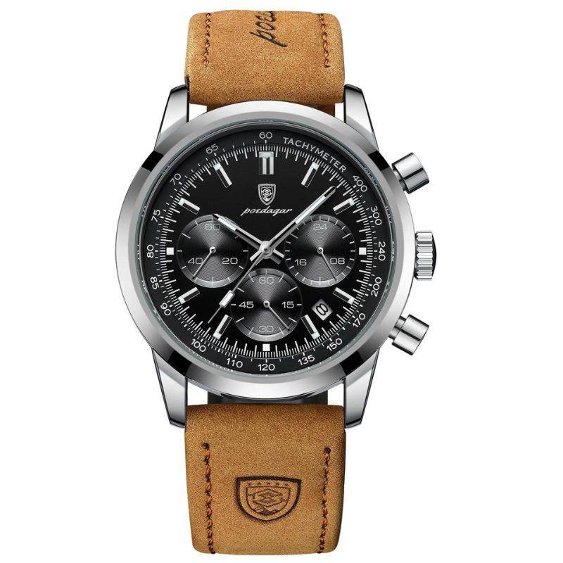 Orion Men's Stainless Steel Watch with Stylish Leather Strap