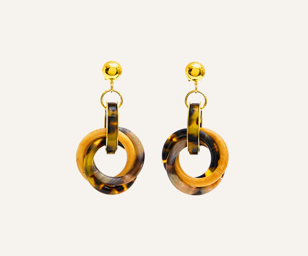 Faux Tortoiseshell Tangle Drop Earrings